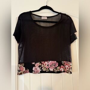 Black Sheer Floral Top